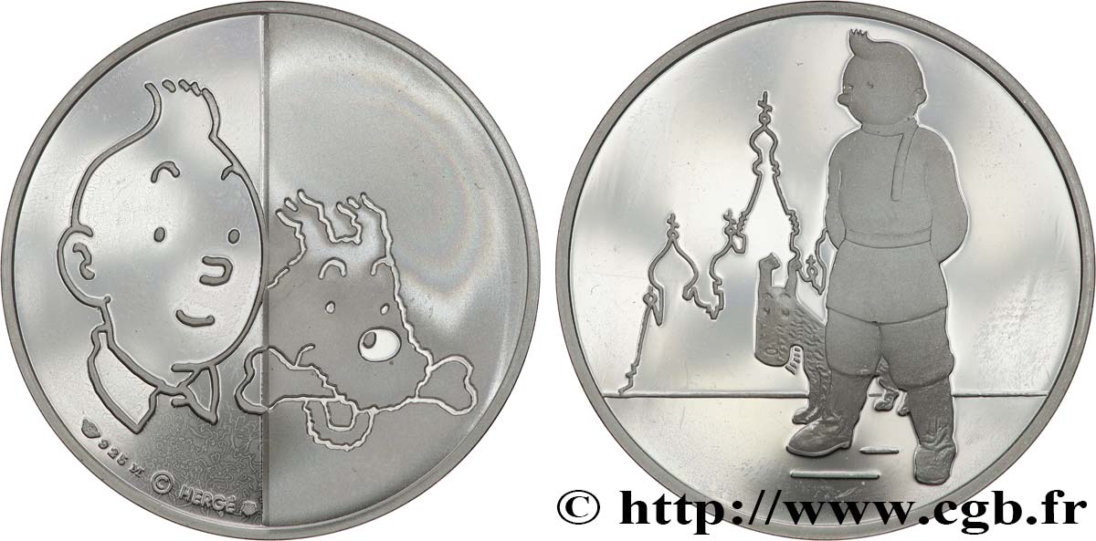 FUNFTE FRANZOSISCHE REPUBLIK Médaille, Tintin à Moscou VZ