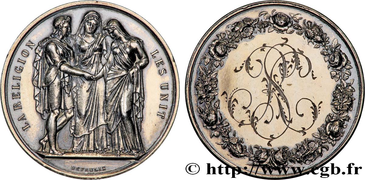 AMOUR ET MARIAGE Médaille de mariage, La Religion les unit TTB+