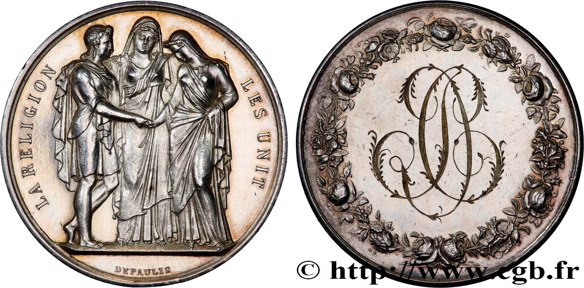 AMOUR ET MARIAGE Médaille de mariage, La Religion les unit TTB+
