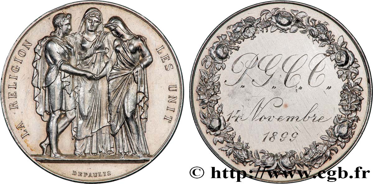 AMOUR ET MARIAGE Médaille de mariage, La Religion les unit AU