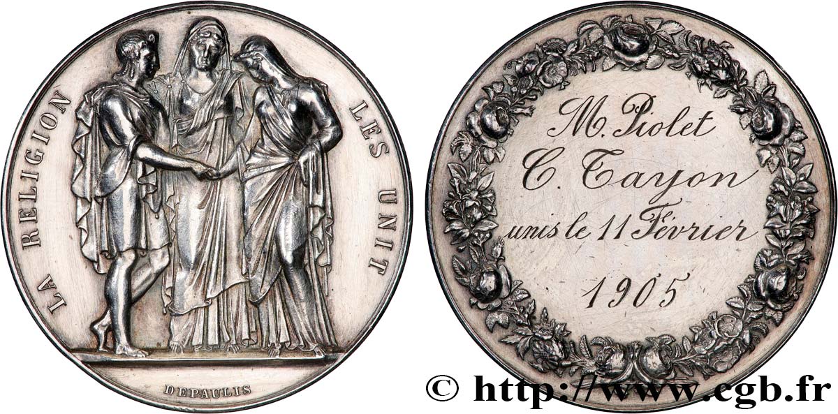 AMOUR ET MARIAGE Médaille de mariage, La Religion les unit AU