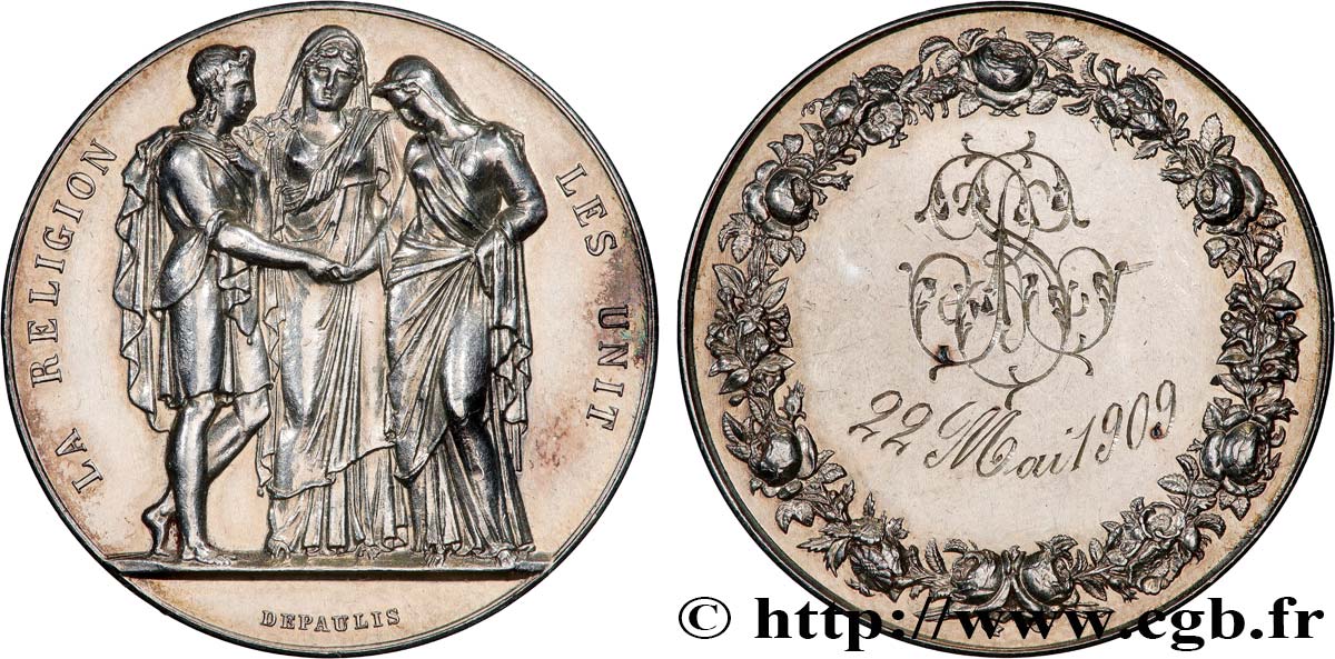 AMOUR ET MARIAGE Médaille de mariage, La Religion les unit q.SPL