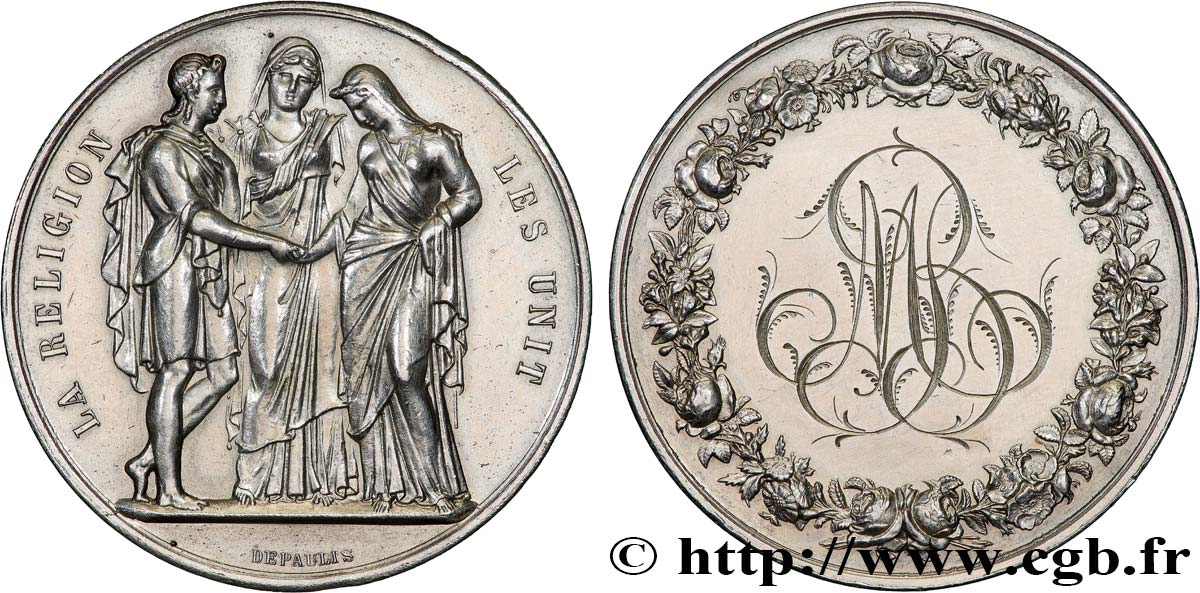 AMOUR ET MARIAGE Médaille de mariage, La Religion les unit TTB+