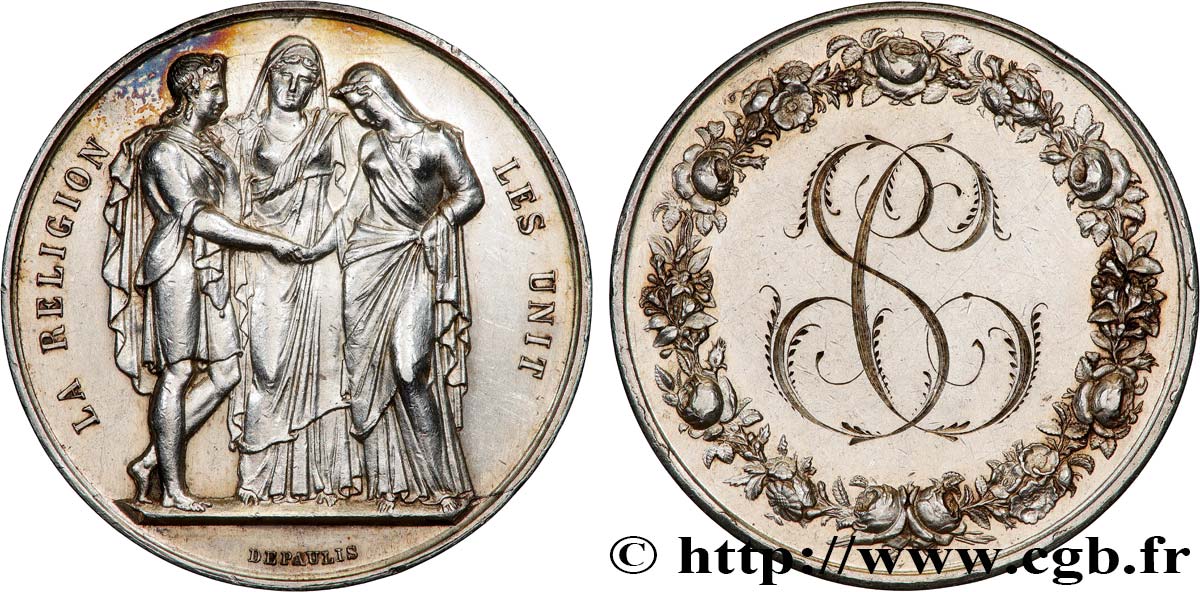 AMOUR ET MARIAGE Médaille de mariage, La Religion les unit TTB+