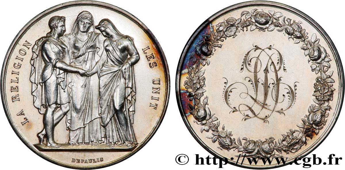 LOVE AND MARRIAGE Médaille de mariage, La Religion les unit AU