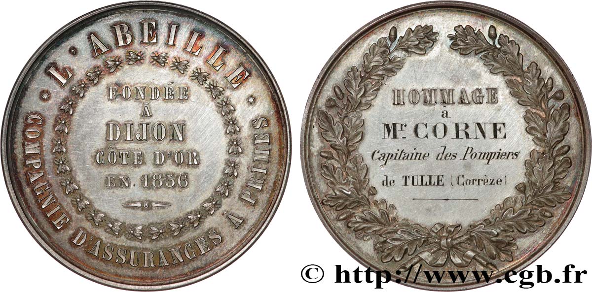 ASSURANCES Médaille, L’Abeille, Hommage à Monsieur Corne TTB+