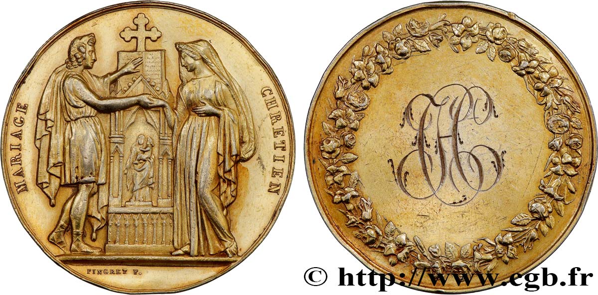 AMOUR ET MARIAGE Médaille, Mariage chrétien TTB