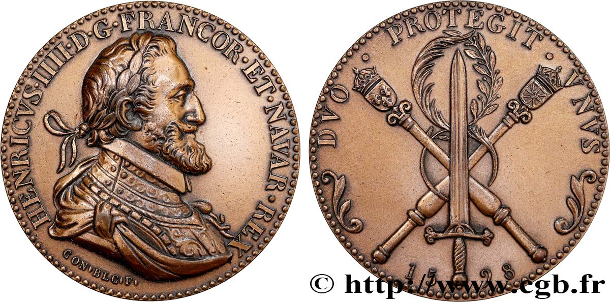 HENRI IV LE GRAND Médaille, Unification des deux royaumes, refrappe SUP