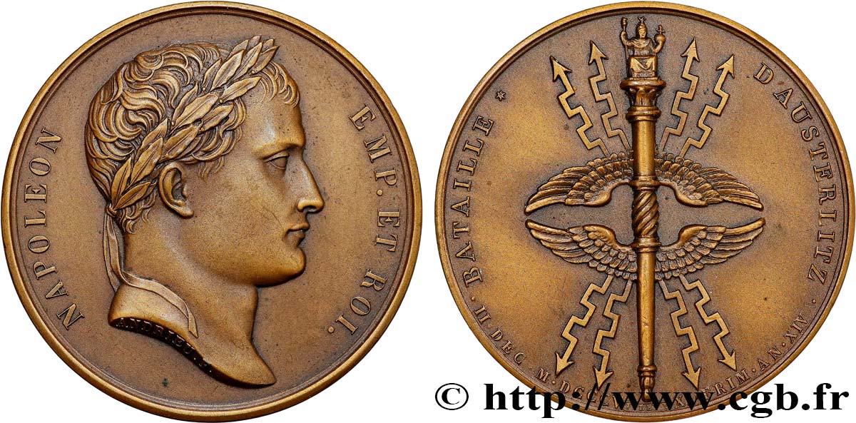 PREMIER EMPIRE Médaille, Bataille d’Austerlitz, refrappe SUP