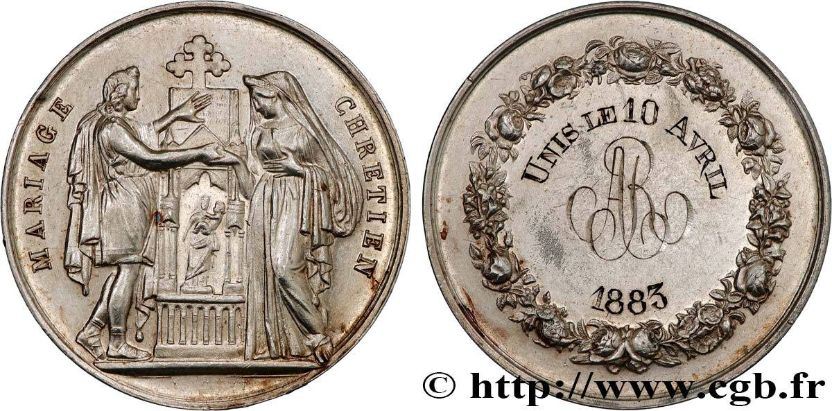 AMOUR ET MARIAGE Médaille, Mariage chrétien TTB+