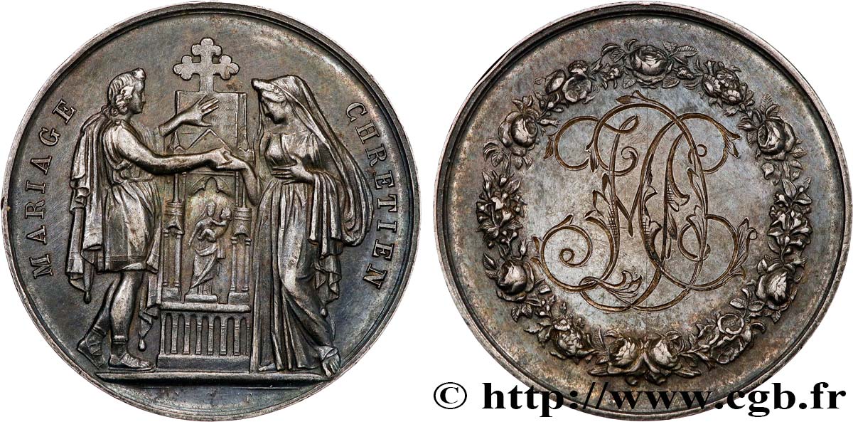 AMOUR ET MARIAGE Médaille, Mariage chrétien TTB