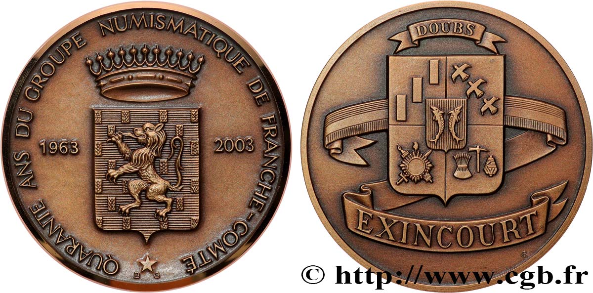 QUINTA REPUBLICA FRANCESA Médaille, 40 ans du groupe numismatique de Franche-Comté EBC