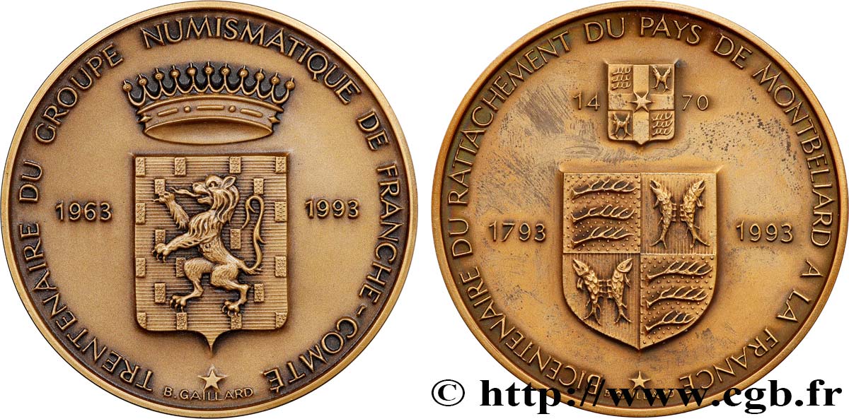 CINQUIÈME RÉPUBLIQUE Médaille, 30 ans du groupe numismatique de Franche-Comté SUP
