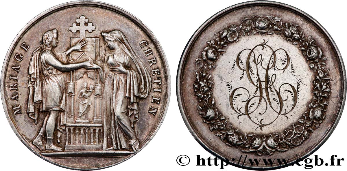 AMOUR ET MARIAGE Médaille, Mariage chrétien TTB
