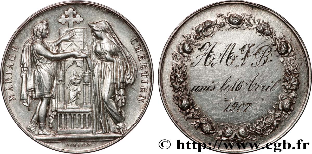 AMOUR ET MARIAGE Médaille, Mariage chrétien TTB+