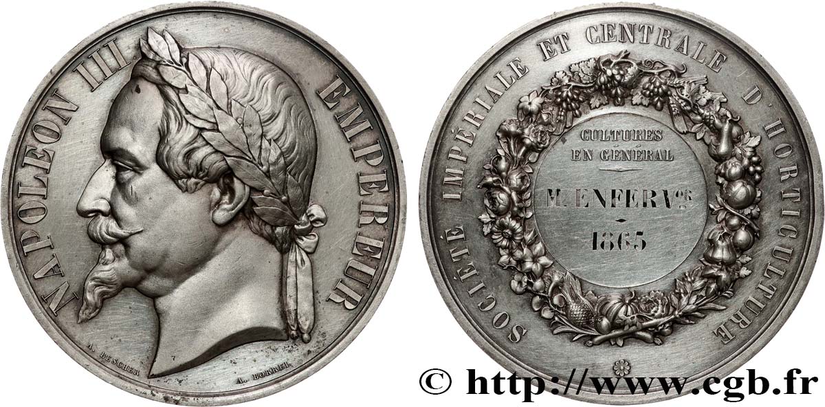 SECOND EMPIRE Médaille de récompense, Société impériale et centrale d’horticulture AU