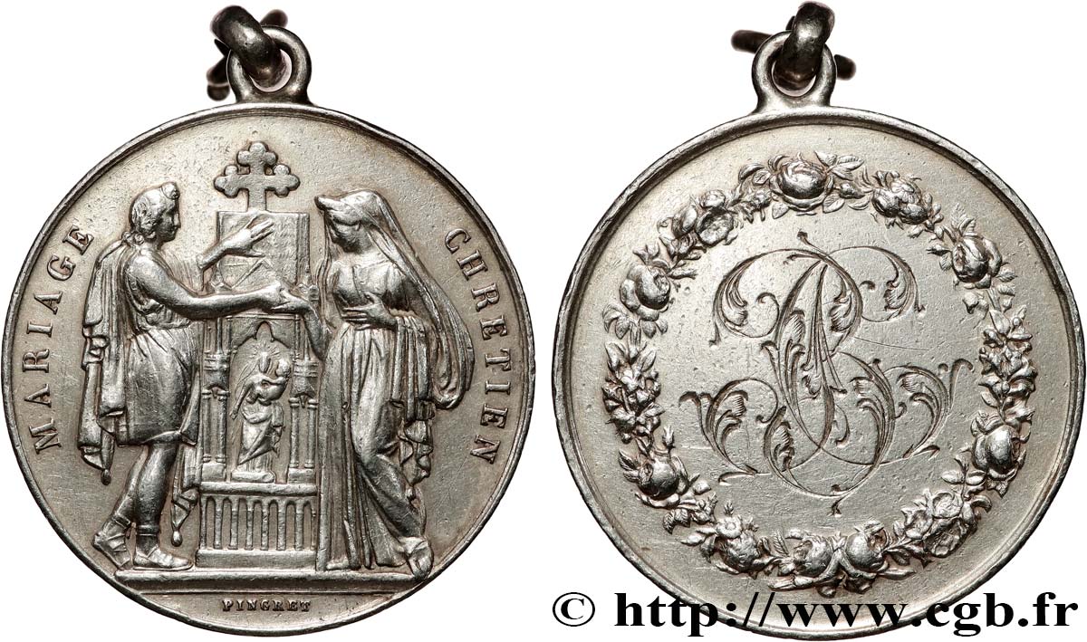 AMOUR ET MARIAGE Médaille, Mariage chrétien, transformée en pendentif TTB
