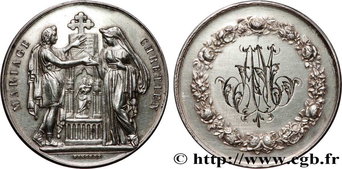AMOUR ET MARIAGE Médaille, Mariage chrétien TTB+