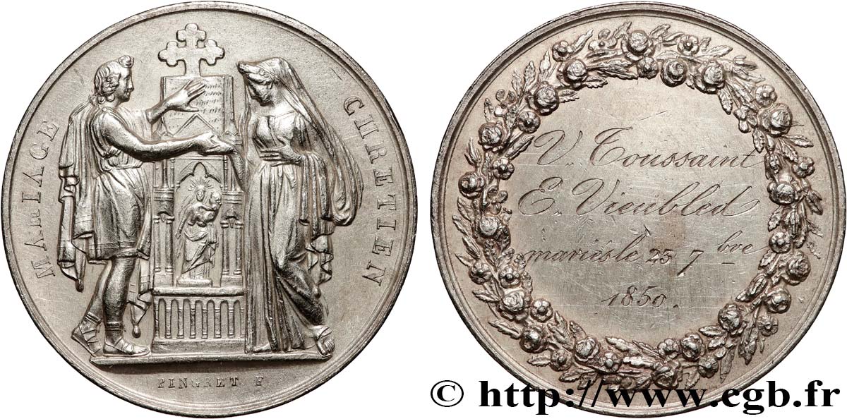 AMOUR ET MARIAGE Médaille, Mariage chrétien AU/XF