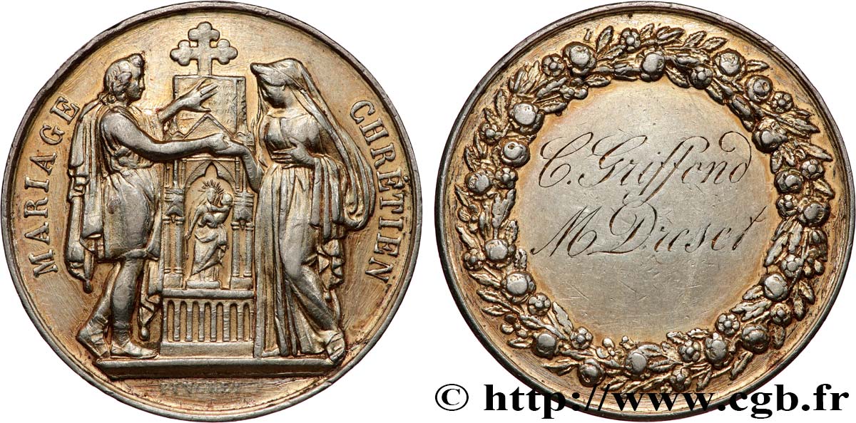 AMOUR ET MARIAGE Médaille, Mariage chrétien TTB