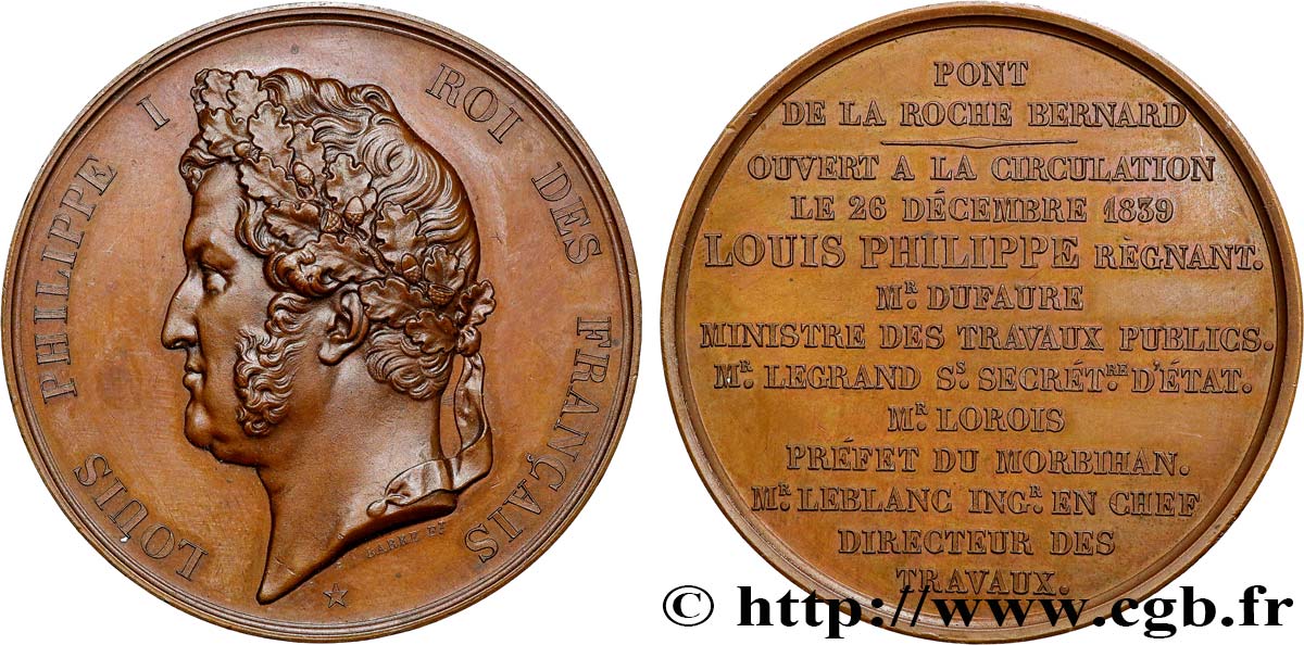 LOUIS-PHILIPPE Ier Médaille, Ouverture du pont de la Roche Bernard SUP+