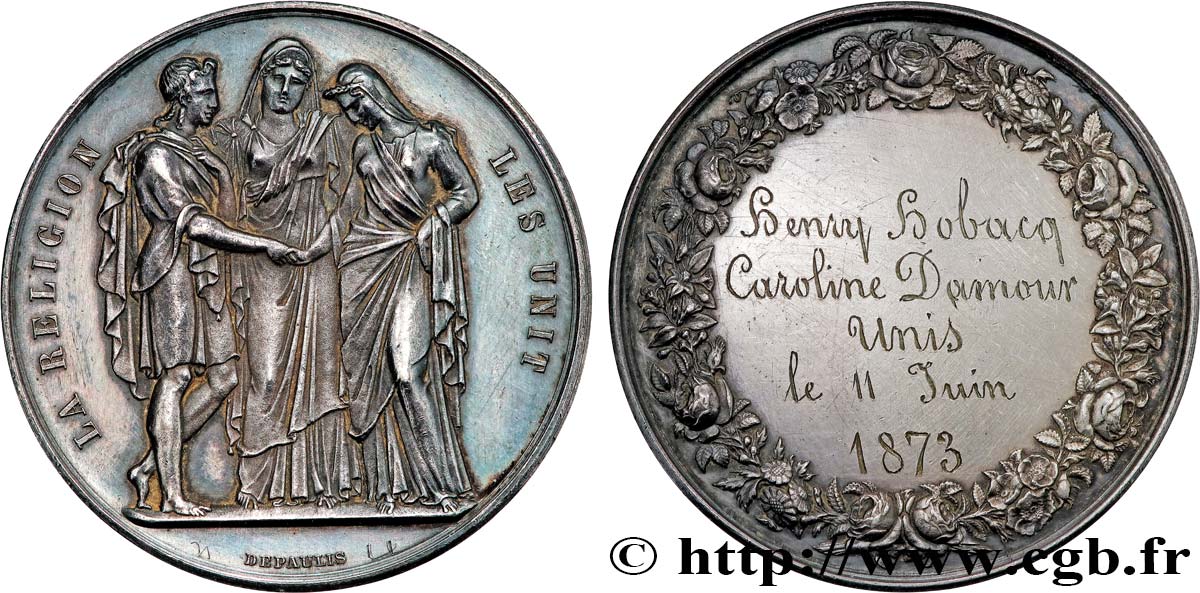 AMOUR ET MARIAGE Médaille de mariage, La Religion les unit TTB+