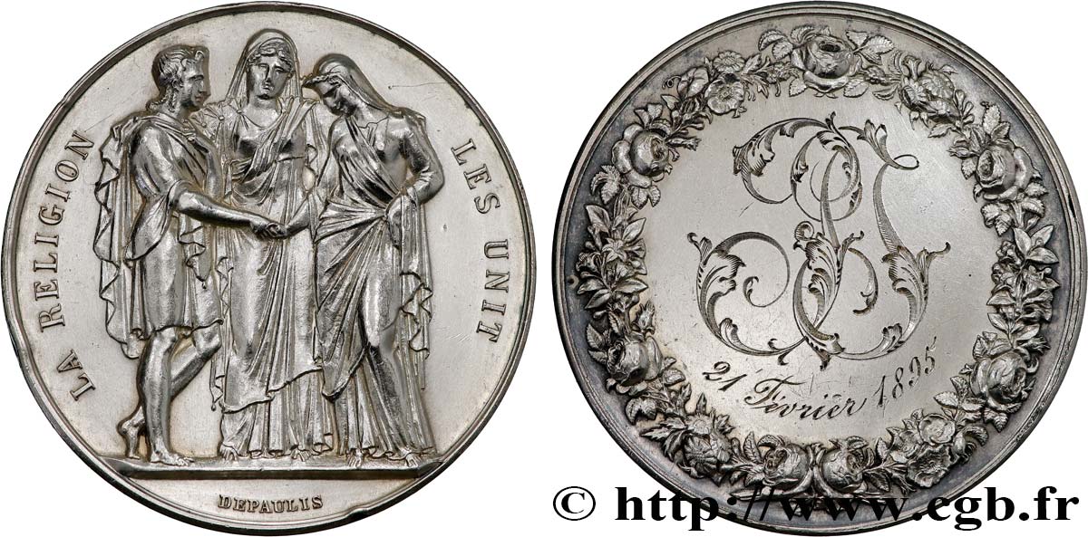 AMOUR ET MARIAGE Médaille de mariage, La Religion les unit TTB+