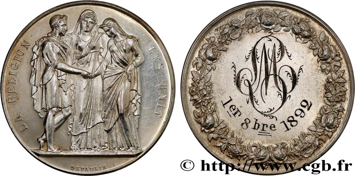 AMOUR ET MARIAGE Médaille de mariage, La Religion les unit SUP+/SUP