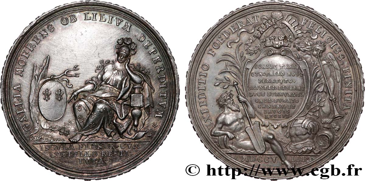 PRISES DE LILLE, BRUGES ET GAND Médaille, Prises de Lille, Bruges et Gand (1708-1709) VZ+