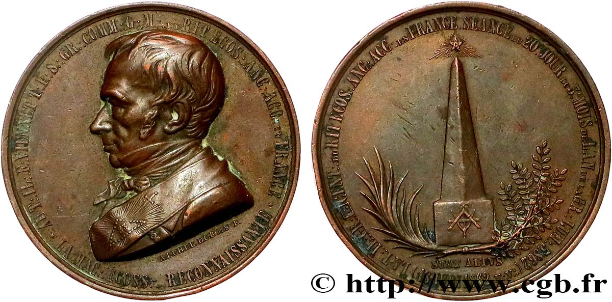 SECOND EMPIRE Médaille maçonnique - Orient de Paris, Rite écossais TTB