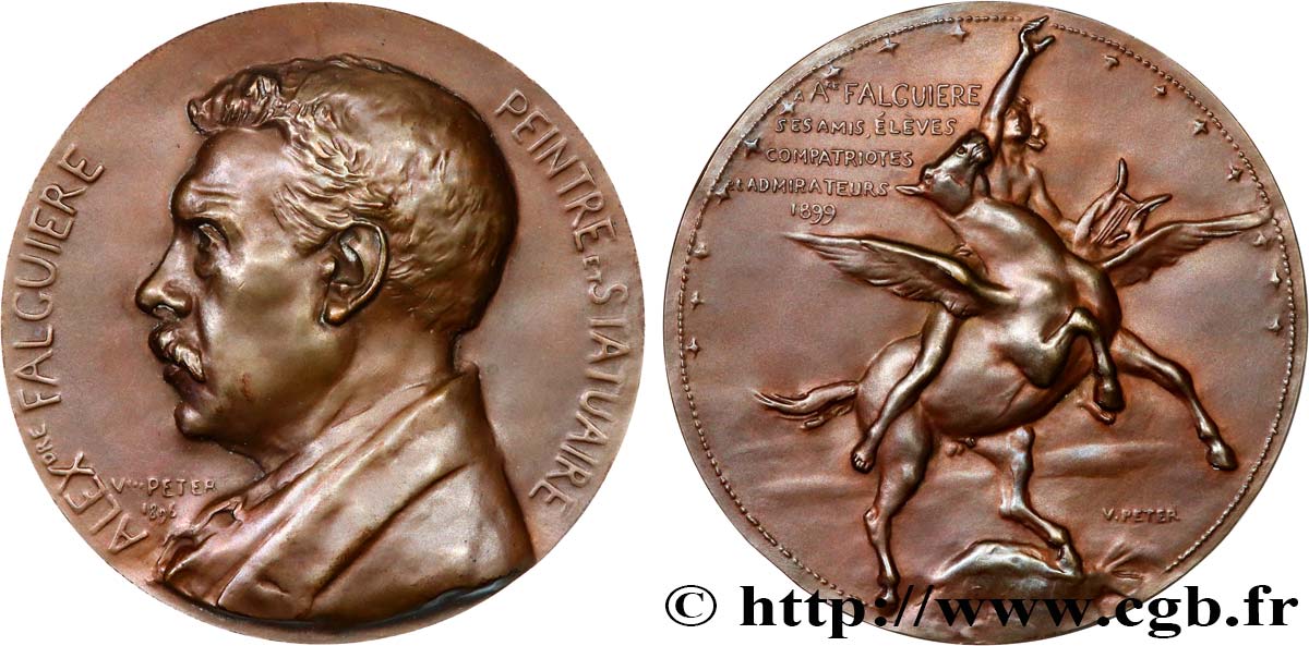 III REPUBLIC Médaille, Hommage à Alexandre Falguière AU