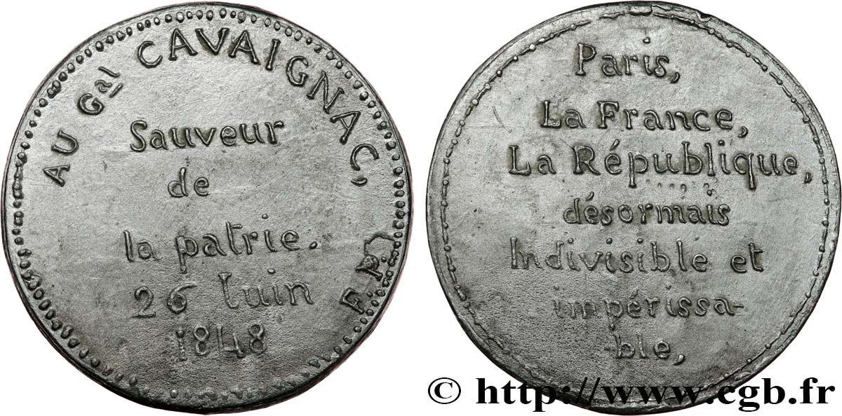 SECOND REPUBLIC Médaille, Au général Cavaignac XF