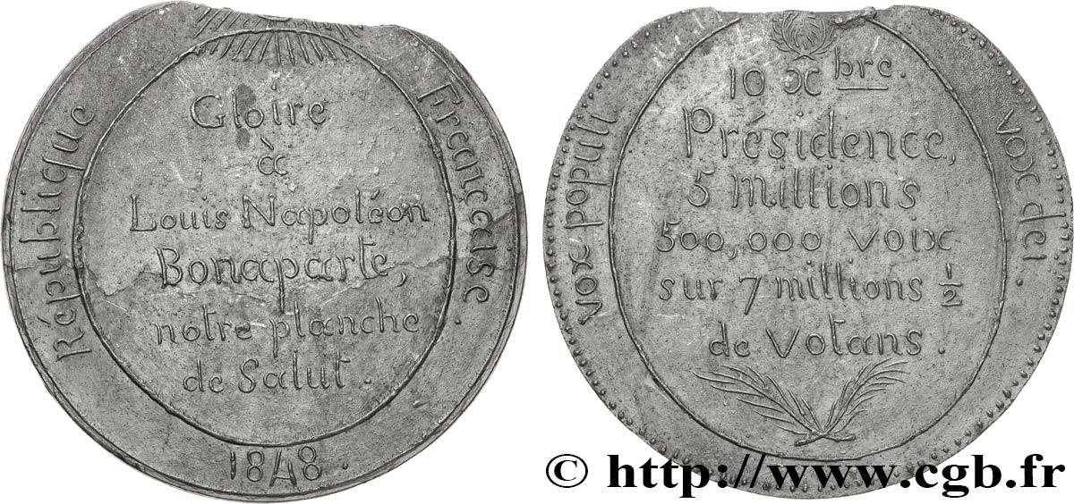 DEUXIÈME RÉPUBLIQUE Médaille, Vox populi, Vox dei TTB+