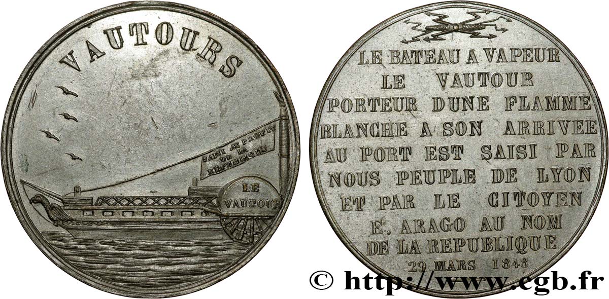 SECOND REPUBLIC Médaille, Le vautour AU/AU