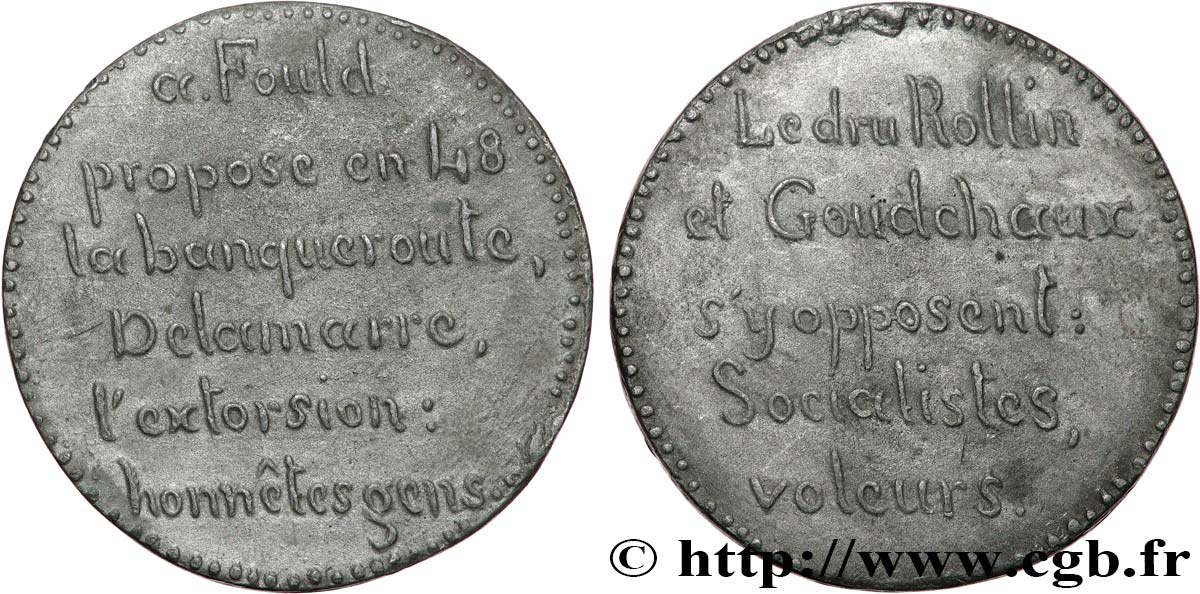 DEUXIÈME RÉPUBLIQUE Médaille, Proposition d’Achille Fould, Opposition de Ledru Rollin et Goudchaux MBC+