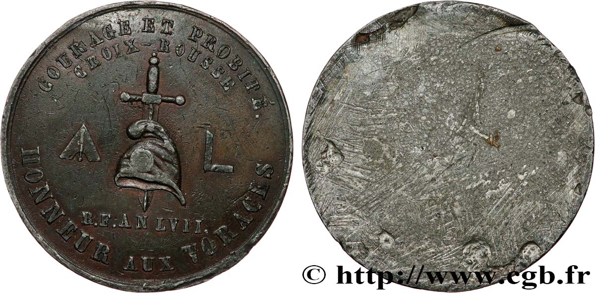 SECOND REPUBLIC Médaille, Société ouvrière Les Voraces, tirage uniface AU