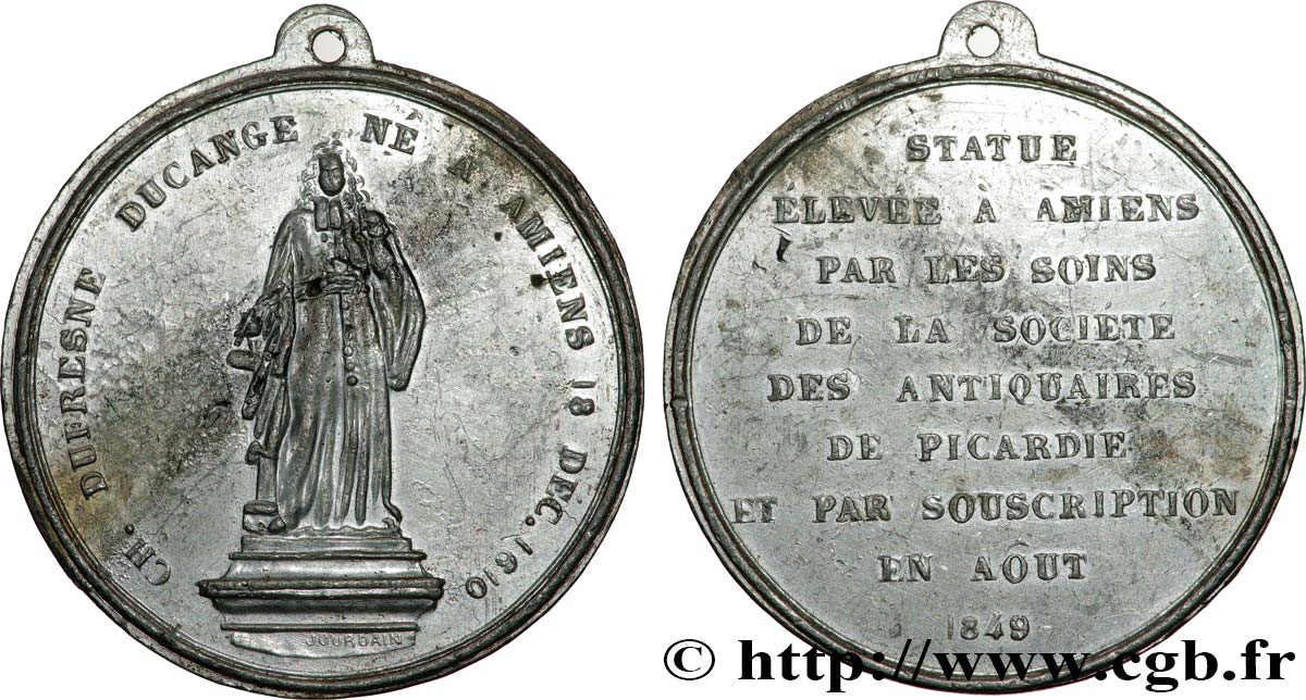 DEUXIÈME RÉPUBLIQUE Médaille, Hommage à Charles Dufresne Ducange XF