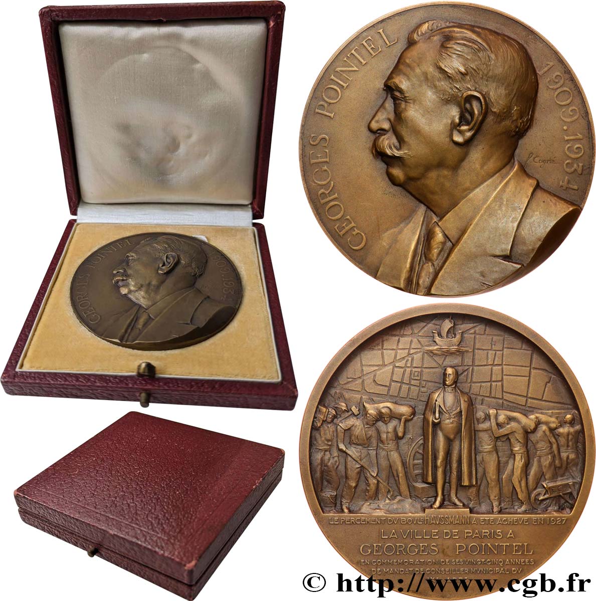 III REPUBLIC Médaille, Hommage à Georges Pointel AU/AU