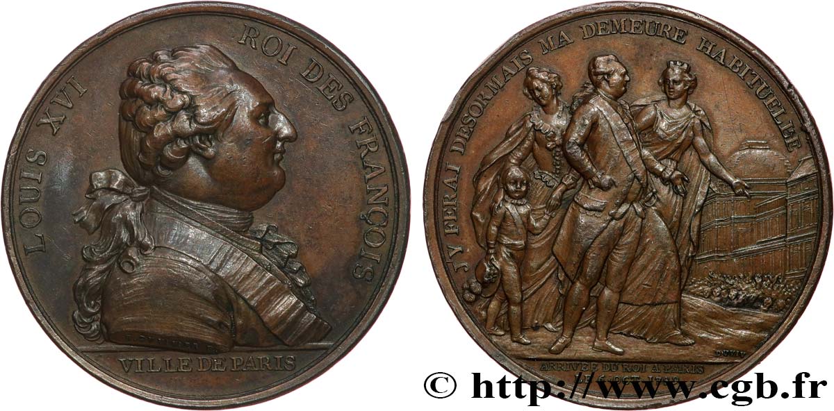 LOUIS XVI Médaille de l’arrivée du roi à Paris TTB