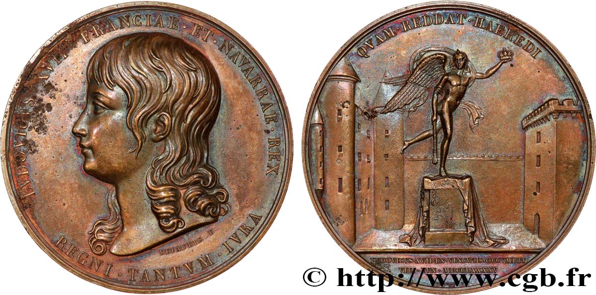 LOUIS XVII Médaille, prison du Temple TTB