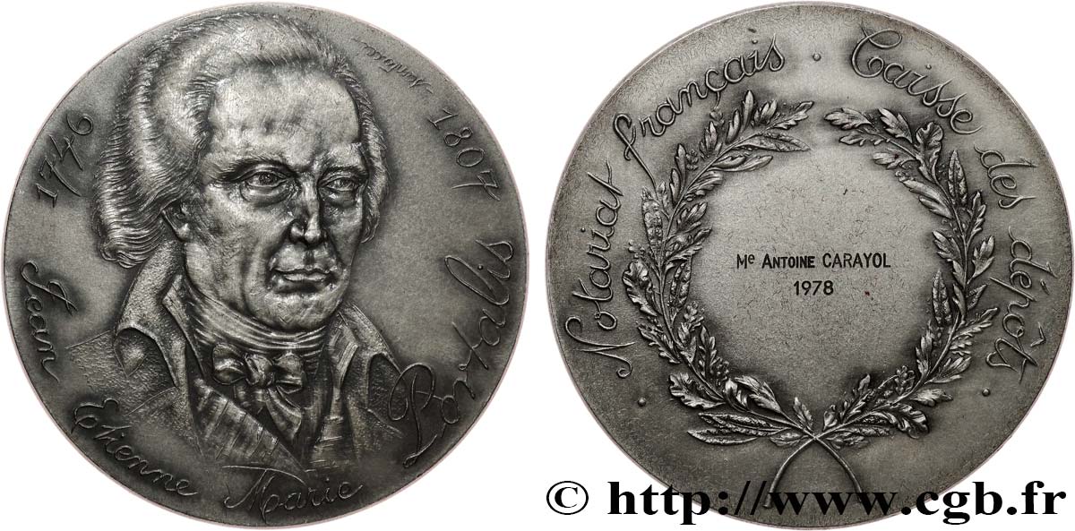 NOTAIRES DU XIXe SIECLE Médaille, Portalis, Caisse des dépôts SPL
