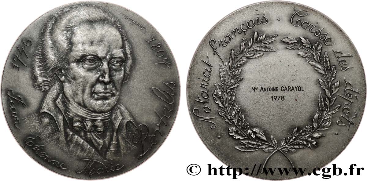 NOTAIRES DU XIXe SIECLE Médaille, Portalis, Caisse des dépôts EBC