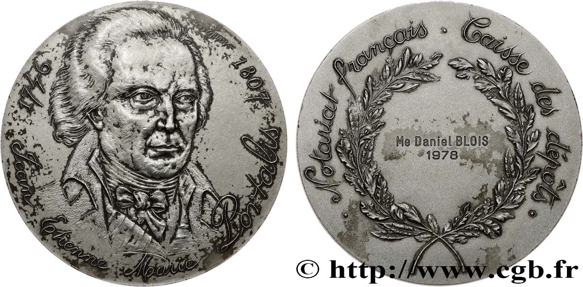 NOTAIRES DU XIXe SIECLE Médaille, Portalis, Caisse des dépôts EBC