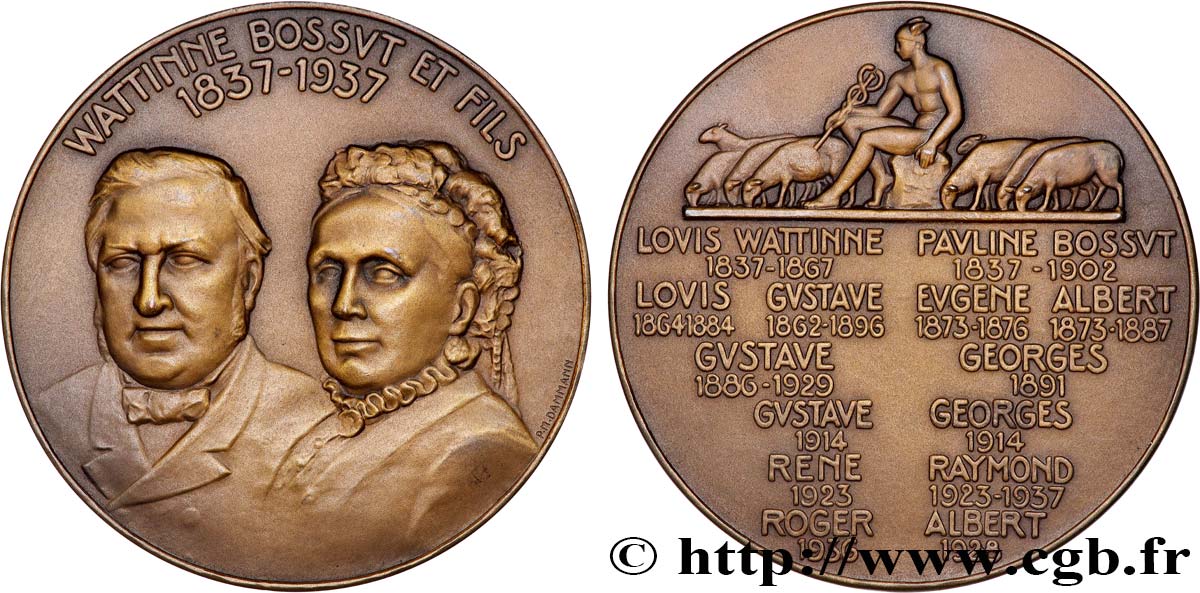 TROISIÈME RÉPUBLIQUE Médaille, Wattine, Bossut et fils SUP