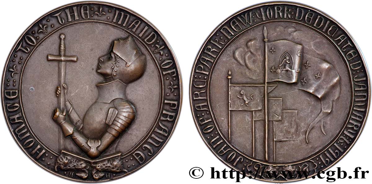 UNITED STATES OF AMERICA Médaille, Joan of Arc Park, New York City AU