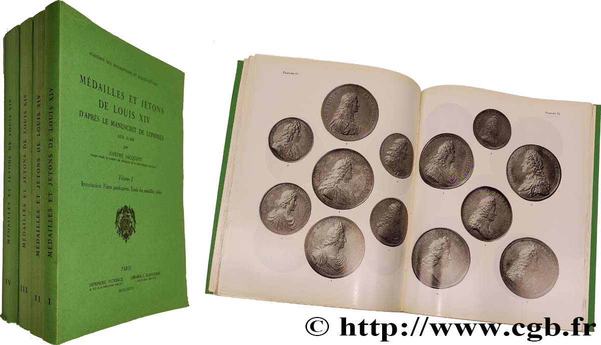 LIVRES - JETONS ET MÉDAILLES Jacquiot (Josèphe), “Médailles et jetons de Louis XIV d’après le manuscrit de Londres ADD. 31.908”, Paris, MCMLXVIII (1968) SUP