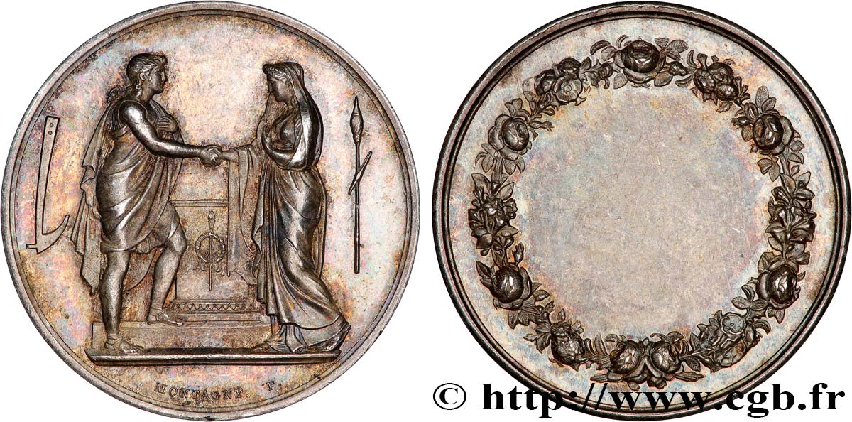 AMOUR ET MARIAGE Médaille de mariage, Couple antique TTB+