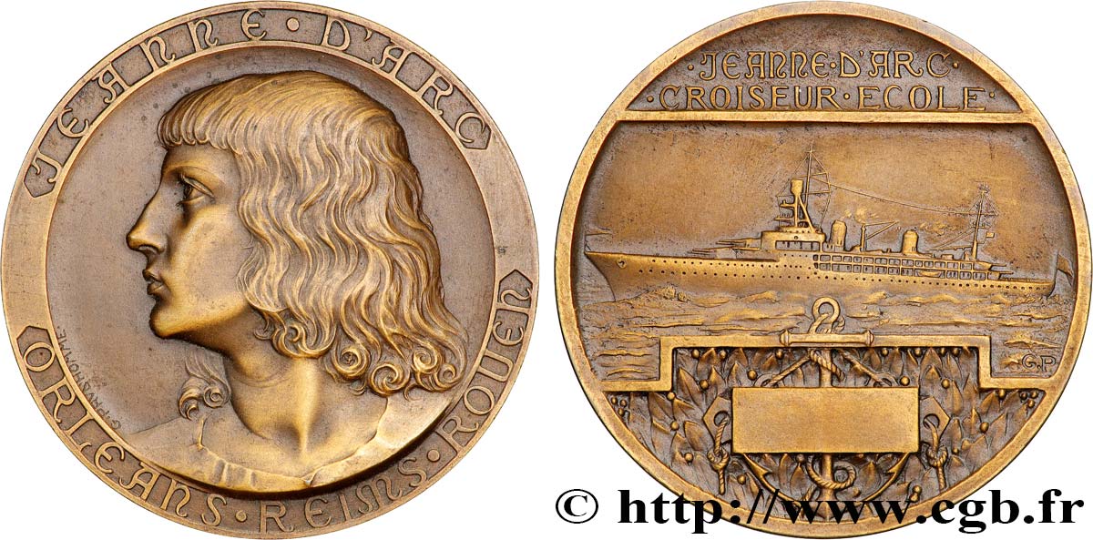TROISIÈME RÉPUBLIQUE Médaille, Jeanne d’Arc, Croiseur-école TTB+