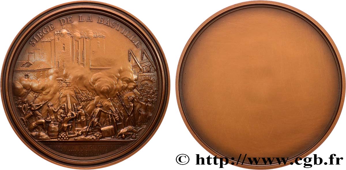 LOUIS XVI Médaille uniface, Siège de la Bastille, refrappe SUP
