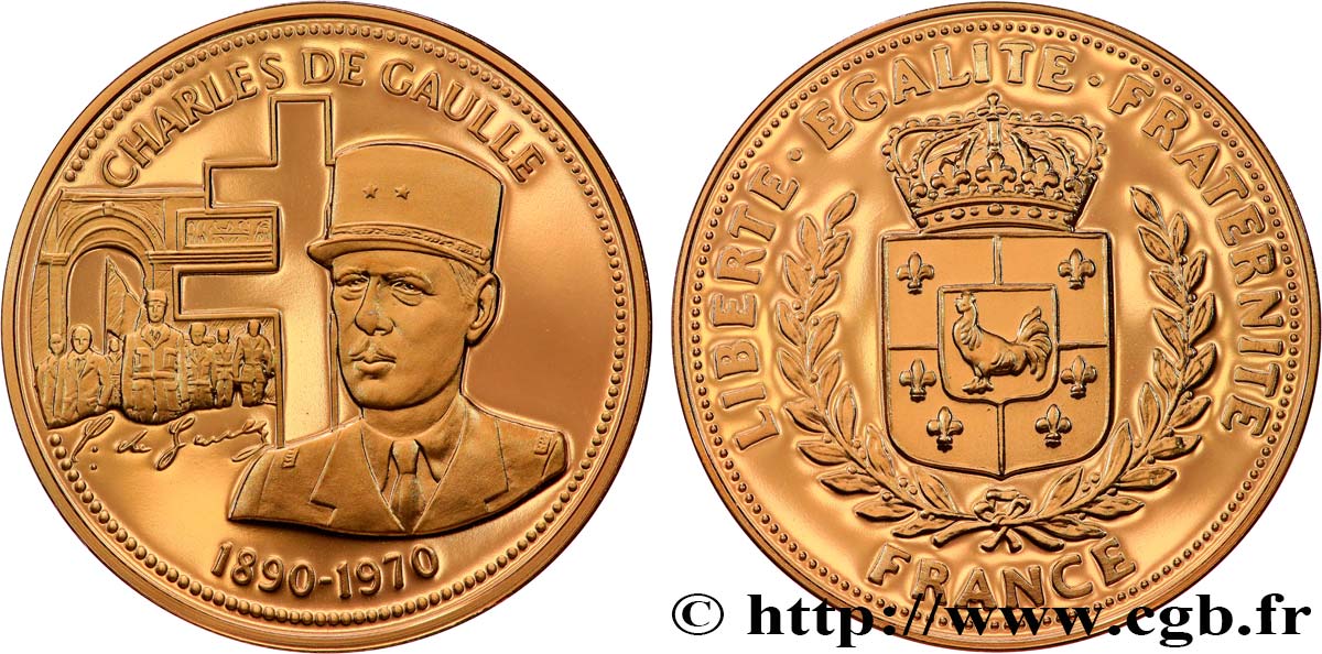 CINQUIÈME RÉPUBLIQUE Médaille, Charles de Gaulle BE